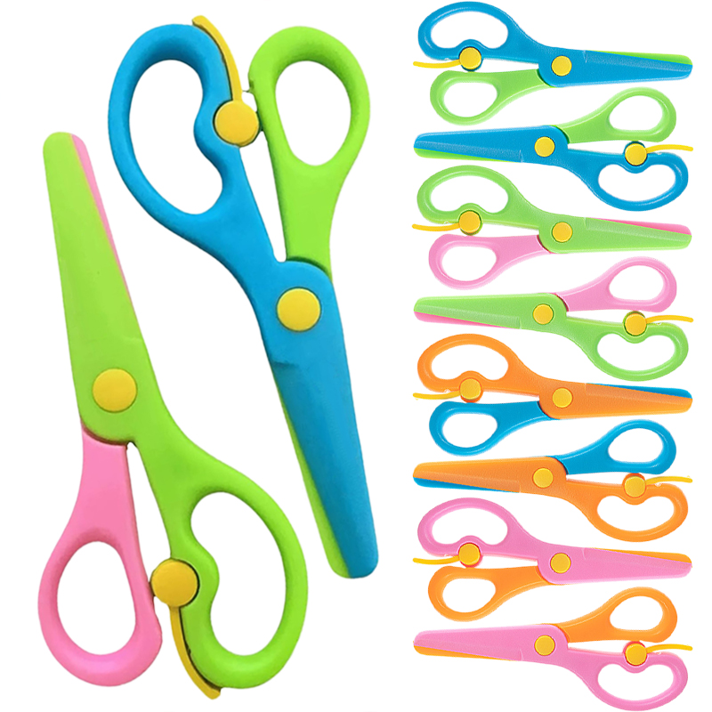 Baby Food Scissors - プラスチックはさみダブルカラースプライシング手作り DIY 安全はさみオフィス画材学生固有の紙切断ツール TMZ