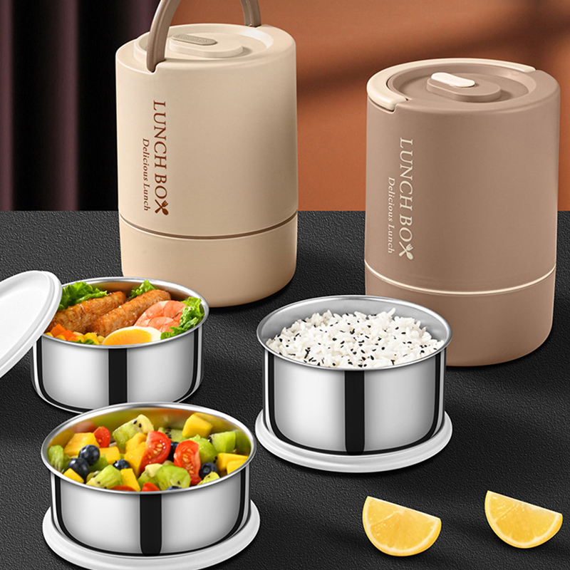 Baby Food Warmer - 4個セット ポータブルランチコンテナセット（47.5オンス）、積み重ね可能な304ステンレス製弁当箱（食器付き）