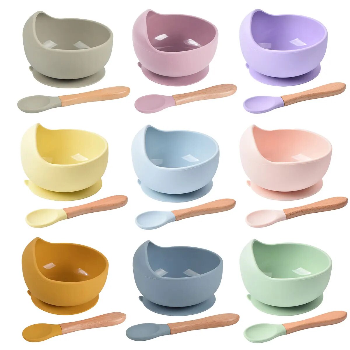 Baby Food Menu - 赤ちゃん用シリコンカップ,幼児用皿,幼児用トレーニングスプーン,食器,キッチン用品,器具,2個