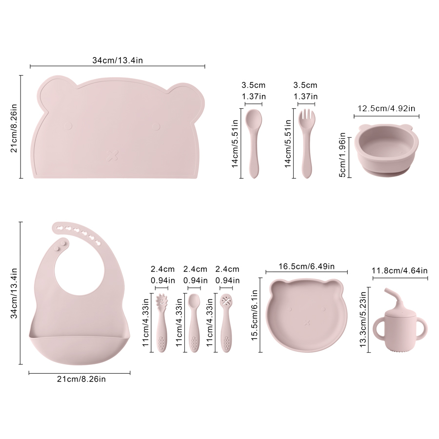 調節可能なシリコンベビー給餌セット,よだれかけ,漫画のクマ, - Baby Food Jars With Lids のレビューと価格