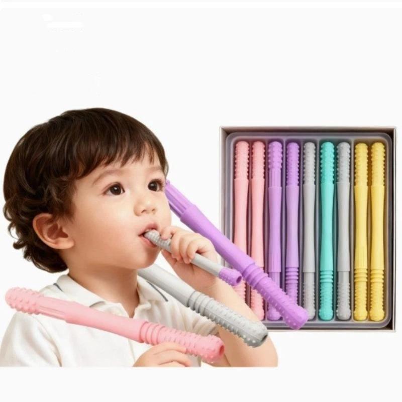 食品グレードの子供用噛みチューブ、言語療法用歯マッサージャー - Baby Food Youtube のレビューと価格