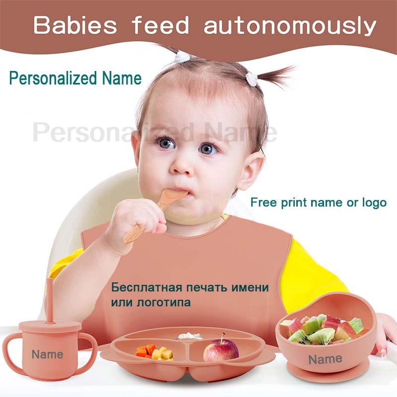子供用のパーソナライズされた名前の食器,シリコン吸盤プレート - Baby Food Menu のレビューと価格