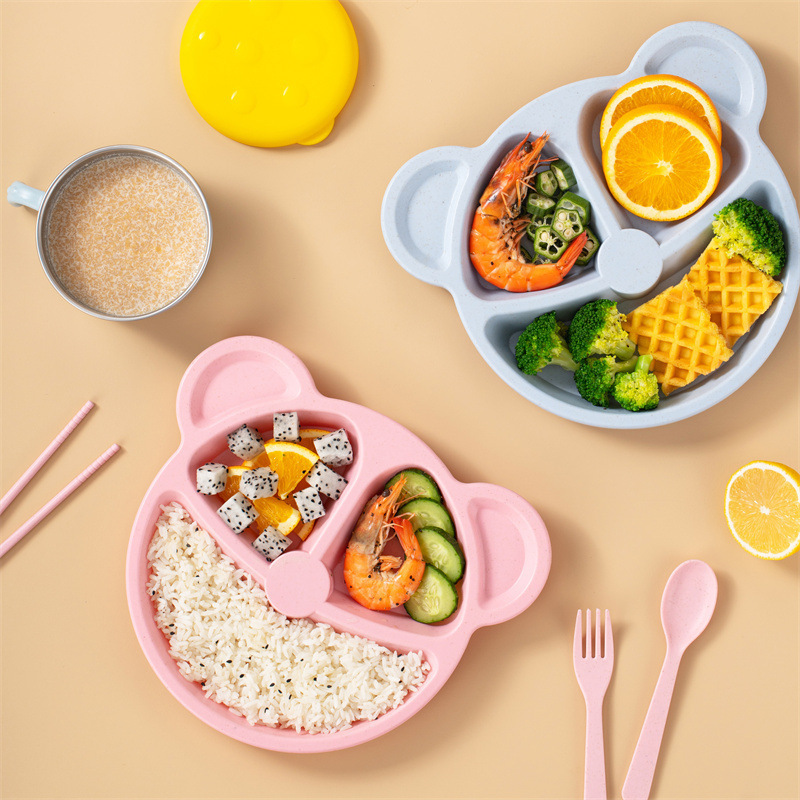 3 ピース/セット小麦わら子供用食器セット幼稚園ベビー給餌サ - Baby Food Menu のレビューと価格