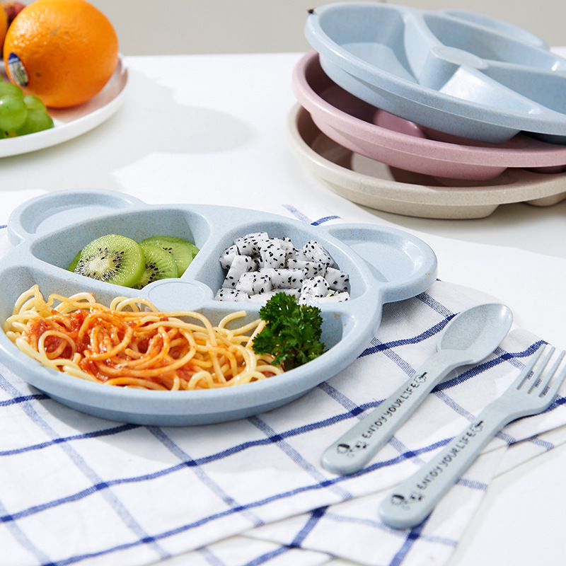 3 ピース/セット小麦わら子供用食器セット幼稚園ベビー給餌サ - Baby Food Menu のレビューと価格