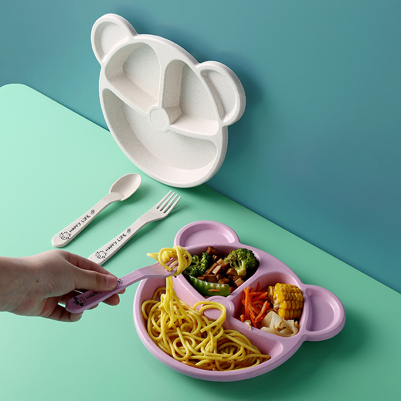 3 ピース/セット小麦わら子供用食器セット幼稚園ベビー給餌サ - Baby Food Menu のレビューと価格